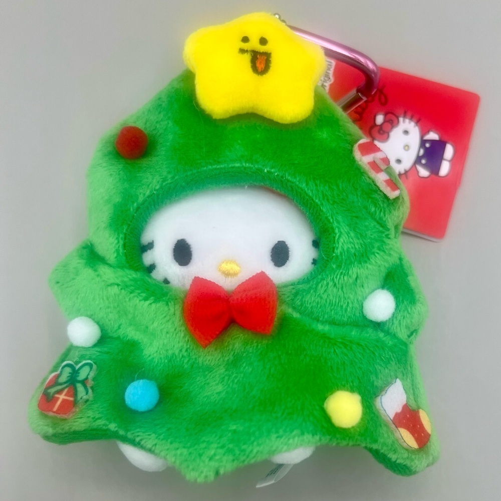 Sanrio HELLO KITTY 2 Piece Christmas Tree Plush Bag Charm Keychain NEW 🎄